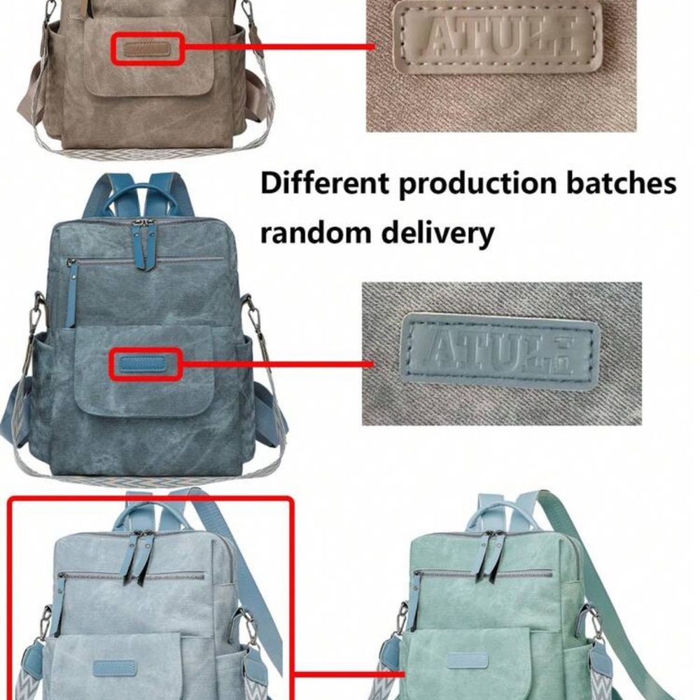 Brown Leather Canvas Backpack - Picture 9 of 10